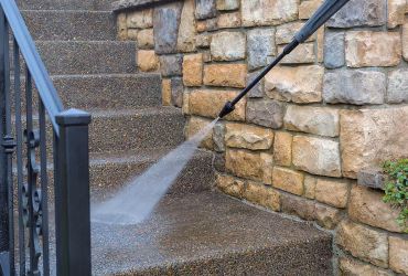 Pressure Washer on Stairs